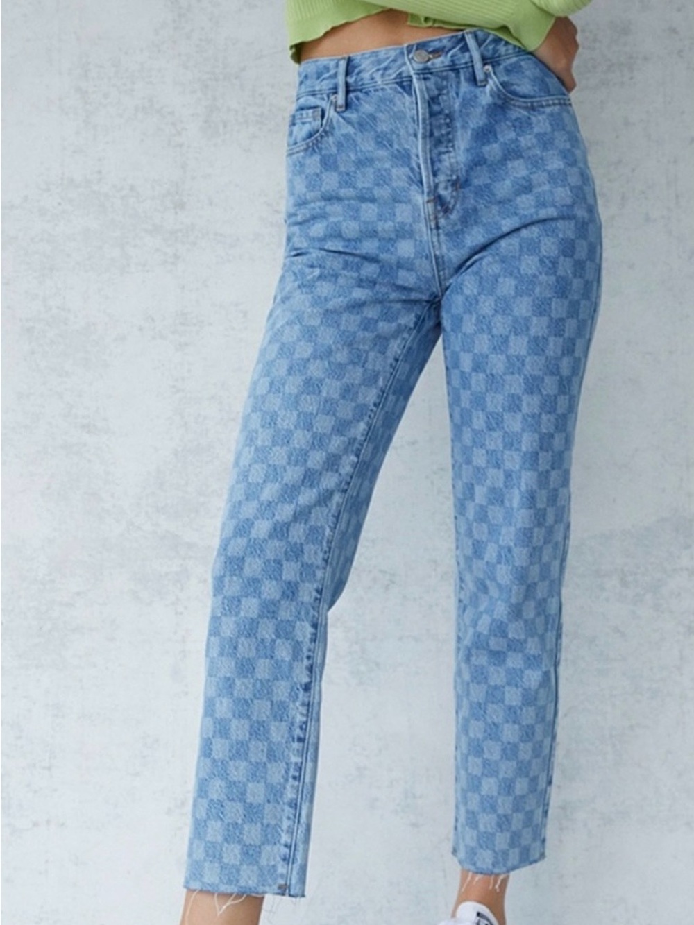 PacSun High Rise Straight Leg Checkerboard Jeans